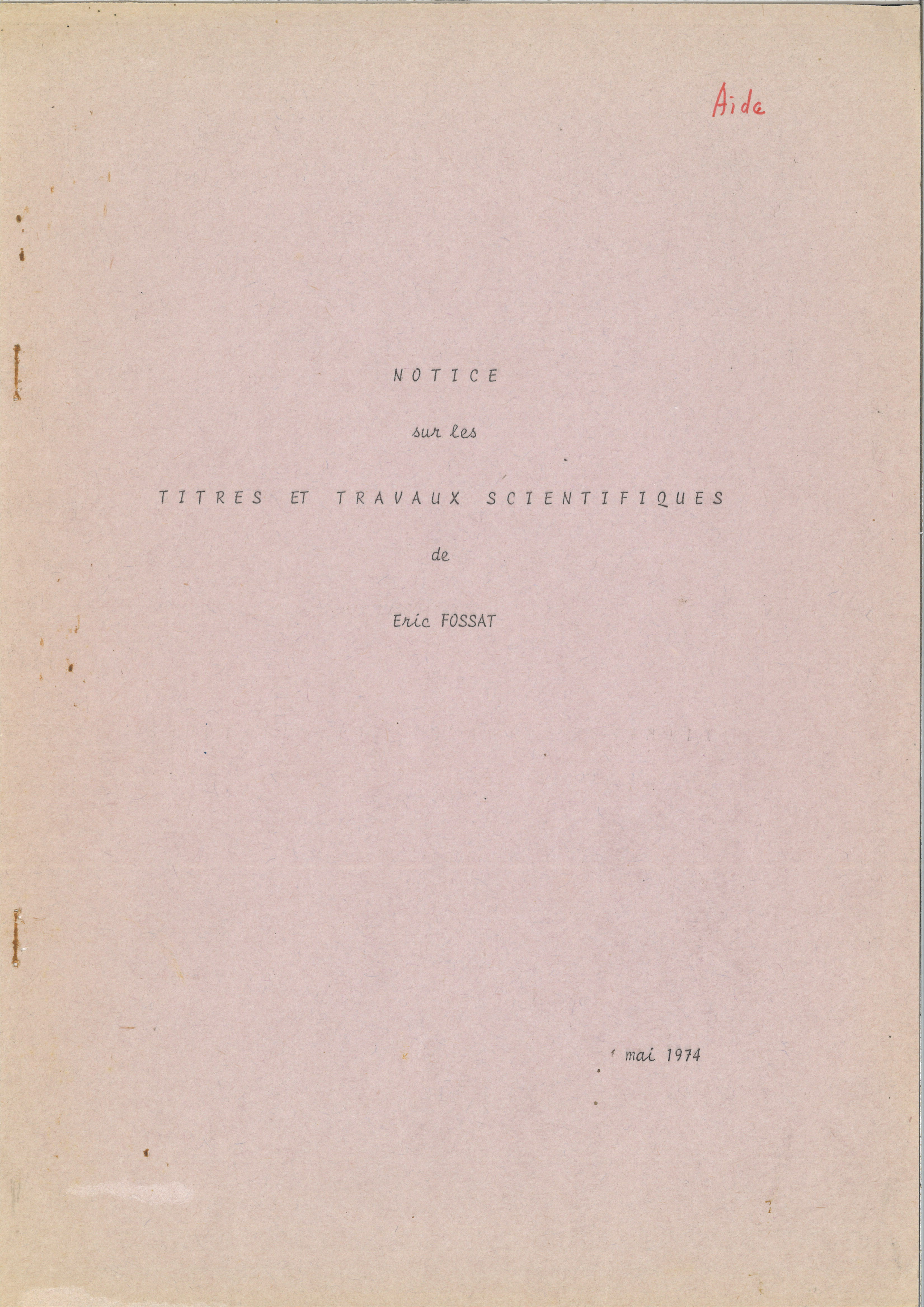 OCA NI 011093 W241 E.FOSSAT NOTICE ET TRAVAUX